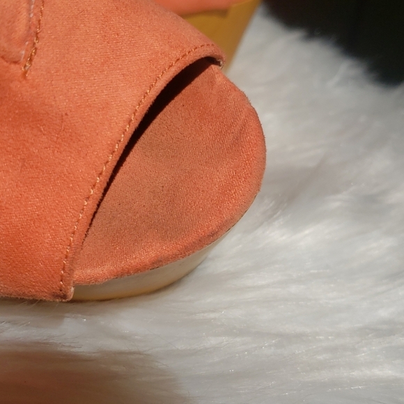 Call It Spring Orange Peep Toe Wedges 7 OVERGAARD - Picture 6 of 13